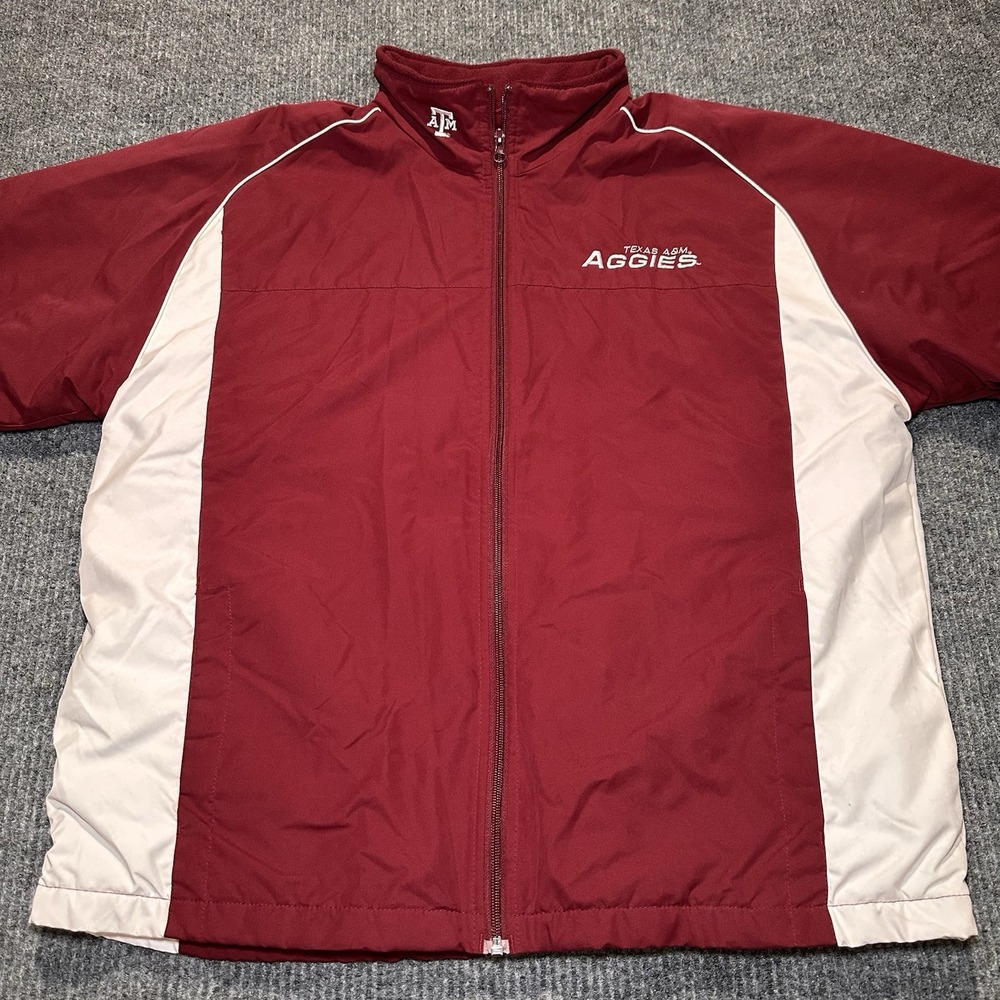 Vintage Texas A&M Aggies Full Zip Sport Jacket‎ Adult Size Large Red Oak Tag